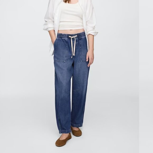 Mid Rise SuperSoft Pull-On Barrel Jeans - Picture 1 of 3